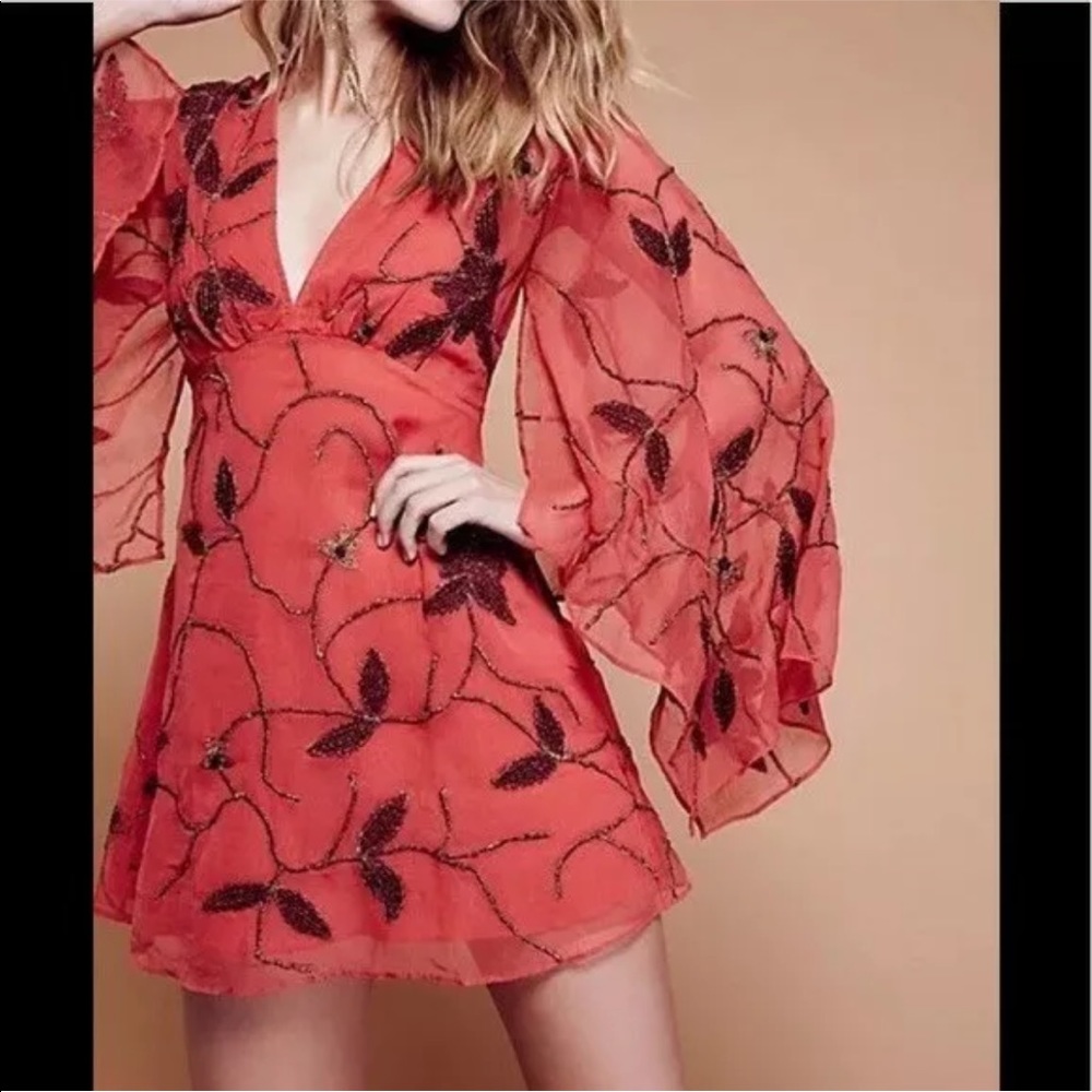 Free People  Take A Chance Vintage Floral Mini Dress Size S
